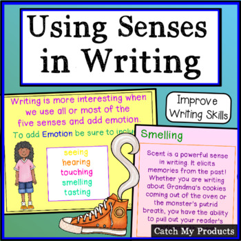 Preview of Writing Using Five Senses PROMETHEAN Board
