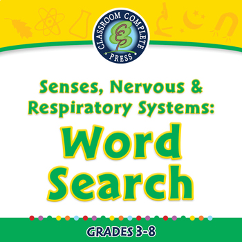 Preview of Senses,Nervous & Respiratory Systems: Word Search - NOTEBOOK Gr. 3-8