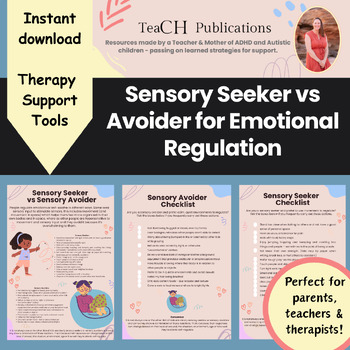 Preview of Sensory Avoider vs Sensory Seeker Poster - Emotional Regulation - Self Soothing