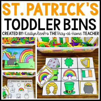 Preview of St. Patrick's Day Toddler Sensory Bin Activities Homeschool Preschool Tot School