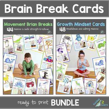 Preview of Sensory Brain Breaks | Movement and Calm Down Cards| Promote Self-Regulation