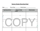 Sensory Break Recording Sheets