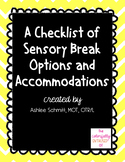Sensory Breaks & Accommodations Checklist