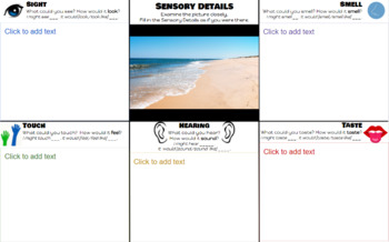 Preview of Sensory Details (5 Senses Description) Digital Worksheet