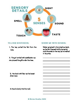 sensory details worksheet by silver harbour discovery tpt