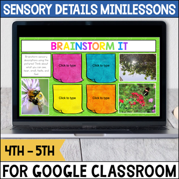 Preview of Sensory Details Writing Minilessons for Google Classroom™ -  Digital Resources