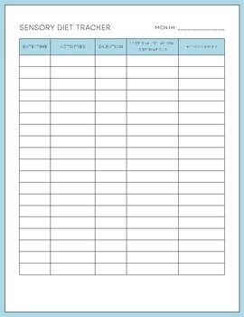 Preview of Sensory Diet Tracker