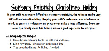 Sensory Friendly Christmas Handout