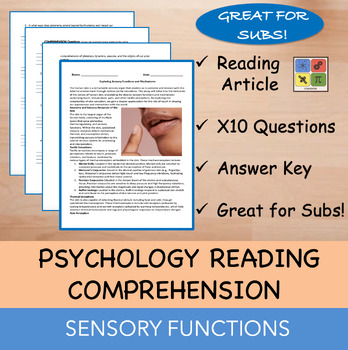 Preview of Sensory Functions - Psychology Reading Passage - 100% EDITABLE