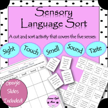 Preview of Sensory Language Sort/distance learning/google slides