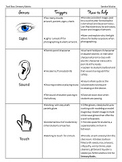 Sensory Matrix for Students with Autism