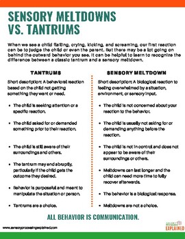 Sensory Meltdown vs. Tantrum: What's the Difference? Akron OT Explains -  Therapy & Wellness Connection