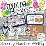 Sensory Number Writing Counting Box | Summer Preschool Mat