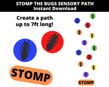 Preview of Sensory Path Instant Download, Stomp the Bugs Sensory Pathway (SVG-PDF-PNG-DXF)