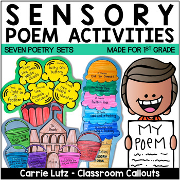 Preview of Fun Summer School Activities Sensory Poem Writing | Poetry Writing Crafts