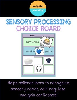 Preview of Sensory Processing Choice Board