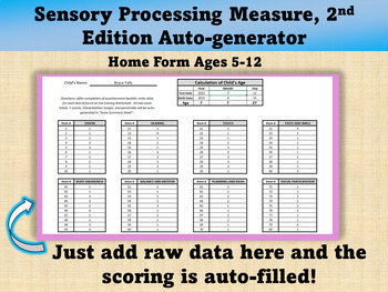 Preview of Sensory Processing Measure 2nd Edition (Home Form Ages 5-12) Scoring generator