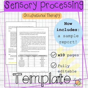 Preview of Sensory Processing Measure SPM Assessment report template | Occupational therapy