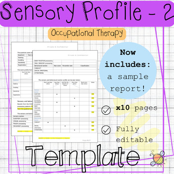 Preview of Sensory Profile 2 | OT Assessment report template | Occupational therapy
