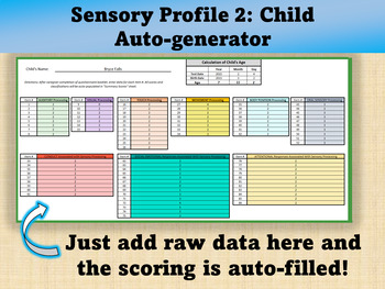 Preview of Sensory Profile 2: Child Scoring/Auto-generator