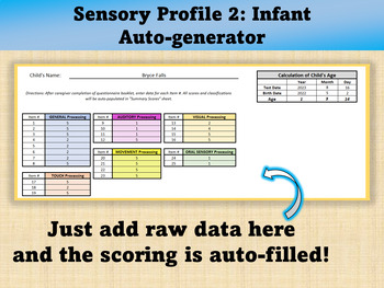 Preview of Sensory Profile 2: Infant Scoring/Auto-generator
