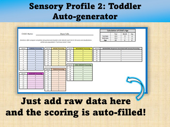 Preview of Sensory Profile 2: Toddler Scoring/Auto-generator