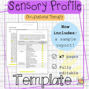 Preview of Sensory Profile | Assessment report template | Occupational therapy | OT