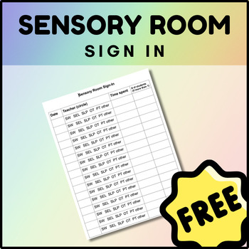 Preview of Sensory Room Sign-In Sheet | Sensory Room Log | Motor Lab Sign-In