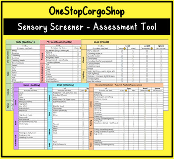 Preview of Sensory Tracker for Autism/Special Needs