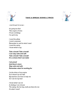 Preview of Sensory Song "Take A Break" Lyrics (to the tune of Let It Go)