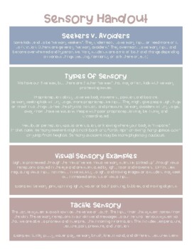 Preview of Sensory & Stimming Parent Handout