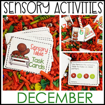 Preview of Sensory Table - Sensory Bin Activities, Task Cards and Printables for December