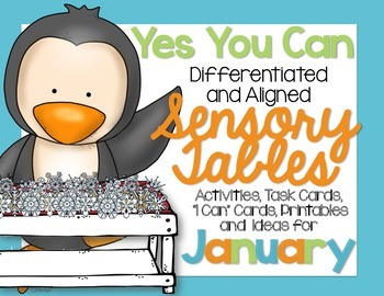 Preview of Sensory Table - Sensory Bin Activities, Task Cards and Printables for January