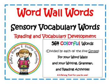Preview of Sensory Vocabulary Word Wall Words with Worksheets