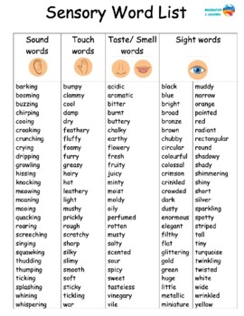 Preview of Sensory Word List
