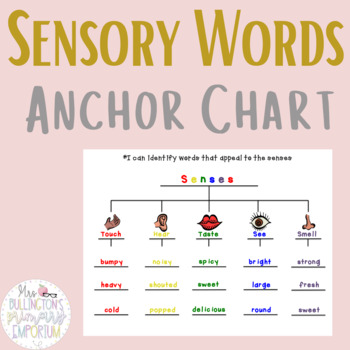 Sensory Words Anchor Chart by Mrs Bullington's Primary Emporium | TpT