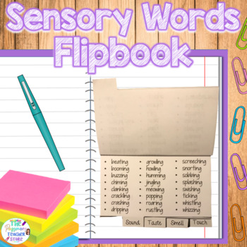 Preview of Sensory Words Flipbook with Tabs l Descriptive Writing