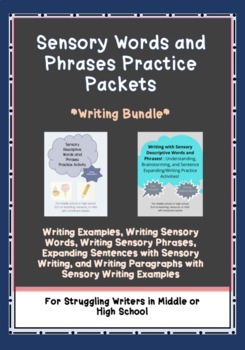 Preview of Sensory Words and Phrases - Writing Bundle Middle or High School SPED ELA
