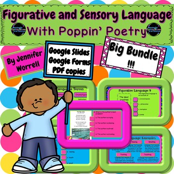 Preview of Sensory and Figurative Language PLUS Poppin' Poetry Bundle for Distance Learning