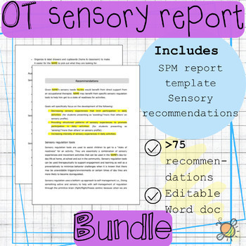Preview of OT Sensory Profile BUNDLE | SPM report template | Recommendations | Occupational