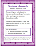 Sentence Assembly: Word Order - Sentence Sequencing Cards