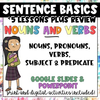 Preview of Sentence Basics - Nouns and Verbs | Grammar Lessons and Activities | ESL