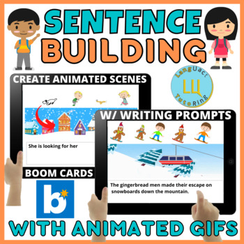 Preview of Sentence Boom Cards™ for distance learning | Sentence building