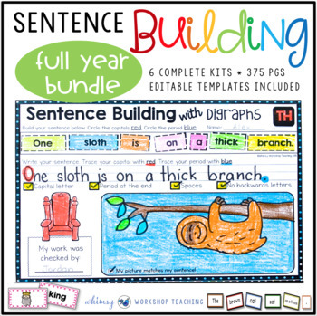 Preview of Sentence Building Bundle - Writing Sentences Practice Worksheets for 1st