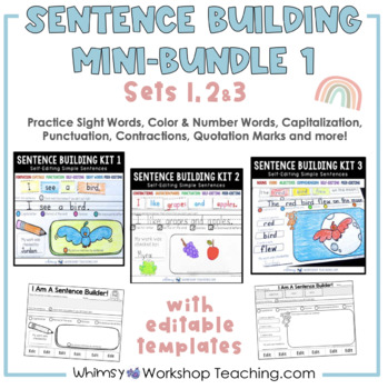 Preview of Sentence Building Minibundle 1 - Writing Sentences Worksheet Practice 1st Grade