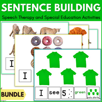 Preview of Build a Sentence Activities with Real Life Pictures Speech Therapy Autism Set 2