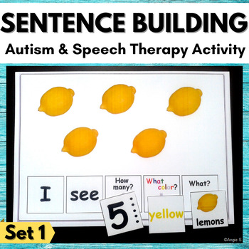 Preview of Sentence Building Activity with Pictures Speech Therapy Autism Special Ed Set 1