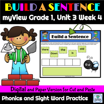 Preview of Sentence Building Activity myView Grade 1 Unit 3 Week 4 Digital & Printable