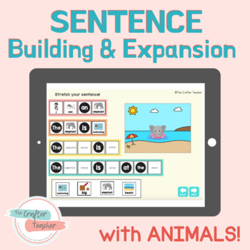 Preview of Sentence Building & Expansion (with sentence strips) BOOM Cards