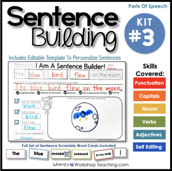 Preview of Sentence Building 3 - Practice Writing Parts of Speech Sentences Worksheets